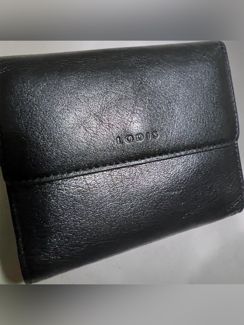 Lodis Black Leather Compact Fold Wallet